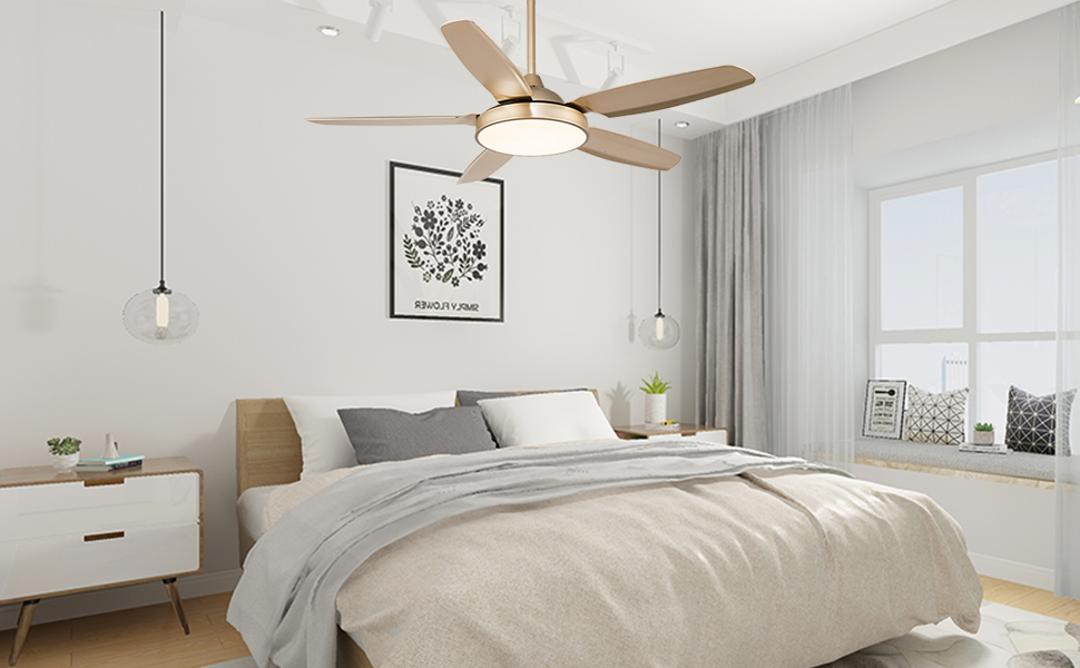 Gold Ceiling Fan with Light