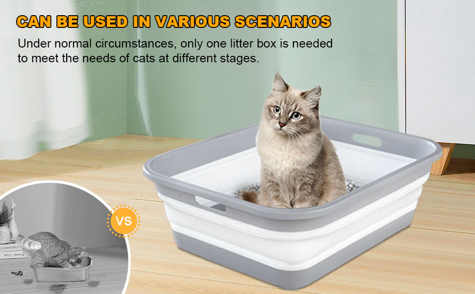 Maohegou Senior Cat Litter Box, Three Legged Arthritic Open Low Entry