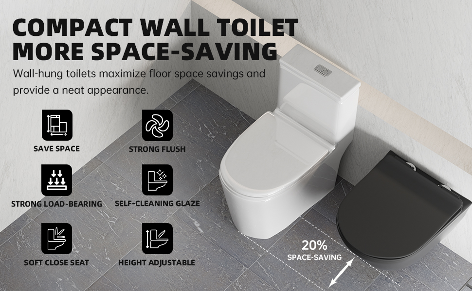 Simple Project One Piece Wall Mount Toilet Compact Small Round Wall Hung Toilet Bowl Rear