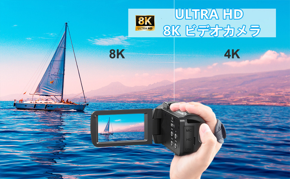 Amazon | ビデオカメラ 8K YouTubeカメラ6400万画素WIFI機能