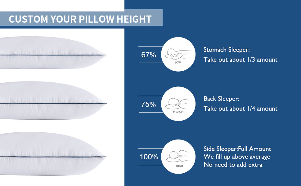 Meoflaw Pillows Standard Size Set of 2,Adjustable