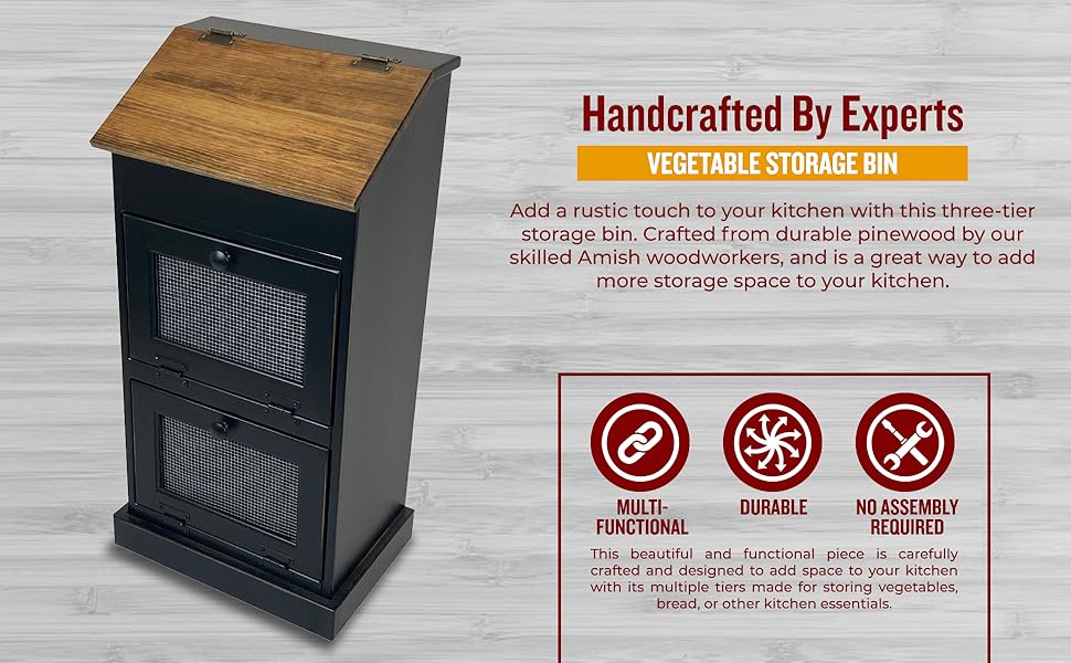 Peaceful Classics Potato Storage Wood Box, Wooden Bread