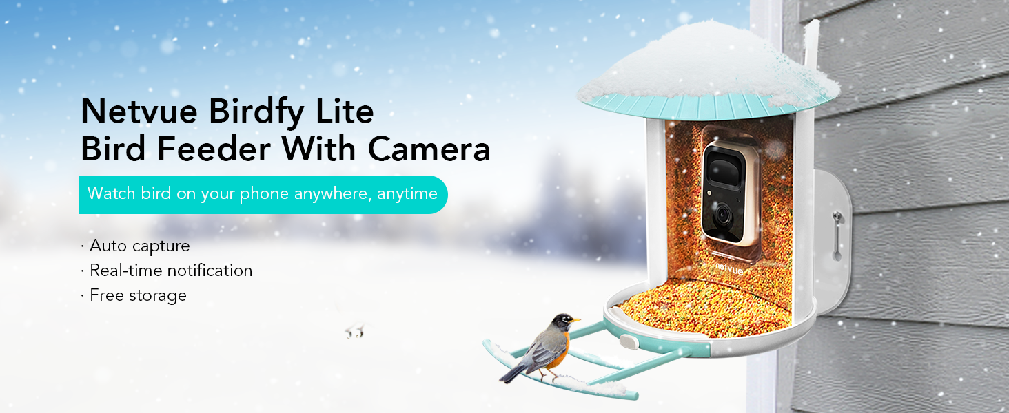 NETVUE Birdfy LiteSmart Bird Feeder Camera, Auto Capture and Record