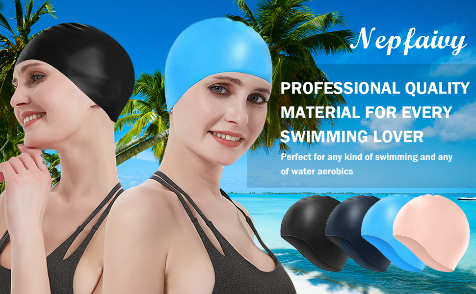 Swimming Cap Adult, Silicone Swim Cap for Men and Women Long Hair (Pink