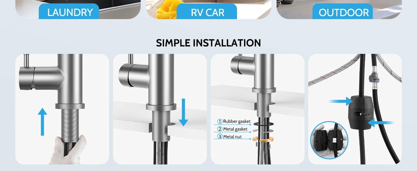 kitchen faucet with pull down saprayer