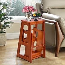 COSTWAY 3 Tier Step Stool For Kids & Adults, Wooden Folding Stepladder Foot Stools Flower Shelf Shoe Bench Hold Up To 150kg (Brown) 19 3