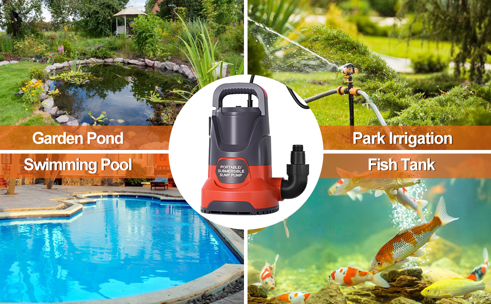 Sump Pump 1HP 3500 GPH Submersible Utility Water Pump for