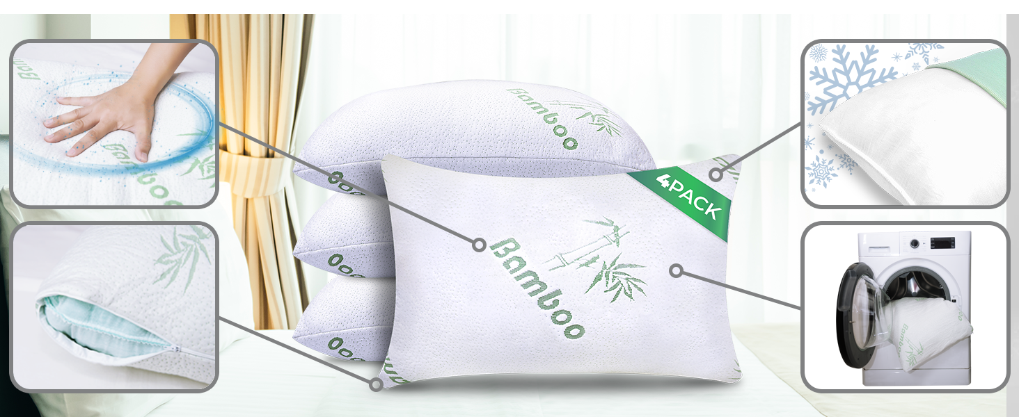 HG2050-4 4-Pack Green Queen Pillows - Hotspots