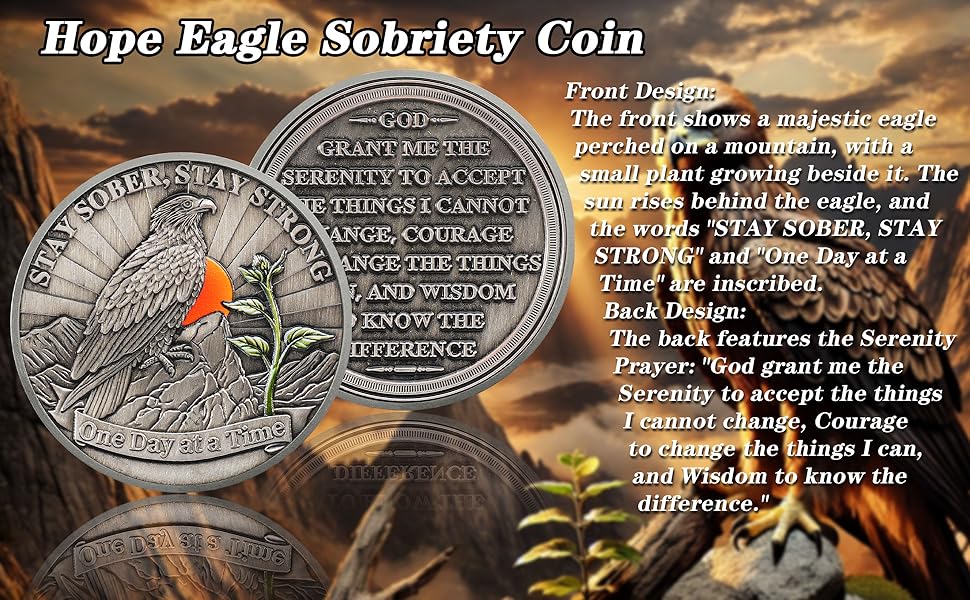 Hope Eagle Sobriety Coin Celebrating Recovery and Personal Growth with AA HA Chips and Medallions