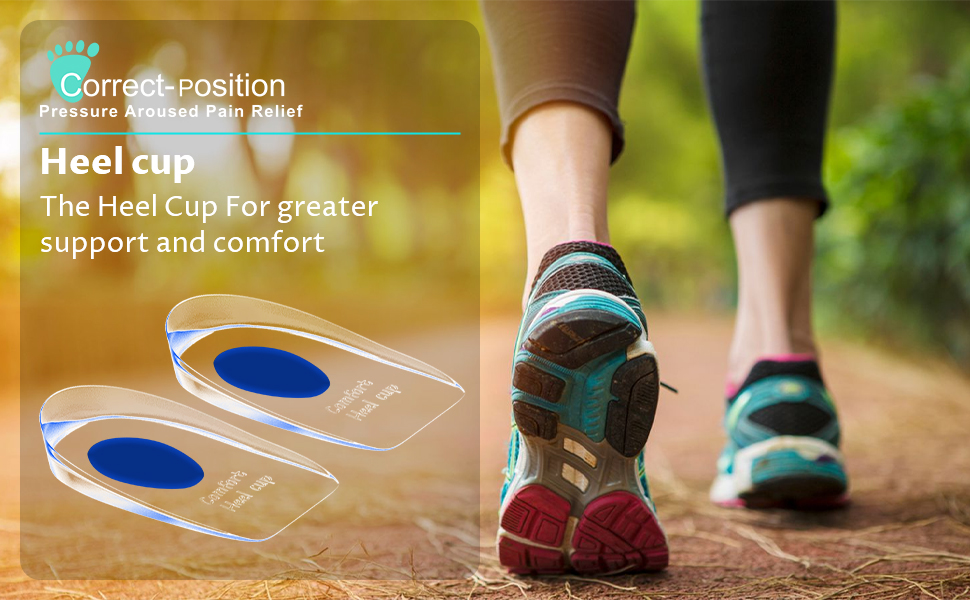 Heel Cups for Plantar Fasciitis Heel Pain, 2 Pairs Heel