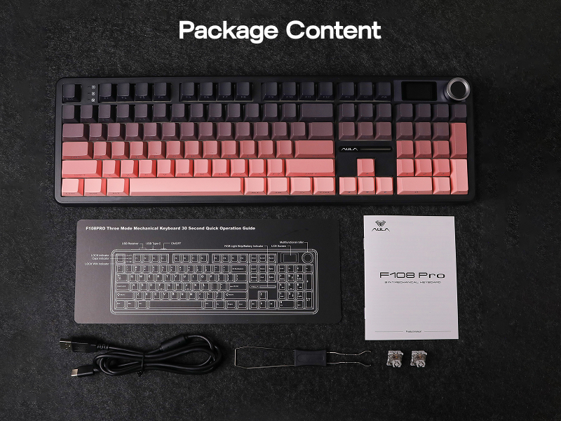 F108 PRO Full Size Wireless Mechanical Keyboard with LCD Screen