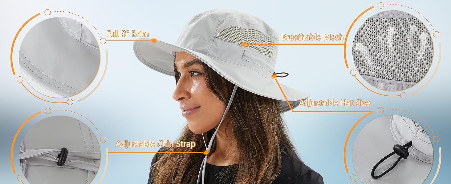 Connectyle womens wide brim sun hat upf 50+ sun protection hat fishing gardening hat for women
