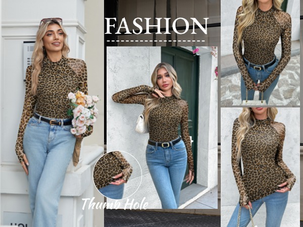 トップス Print Sheer High Neck ONLY sheer high neck top in leopard | ASOS
