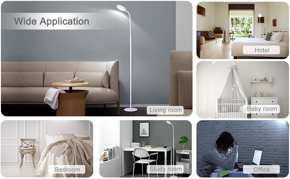Floor Lamp, Joofo Led Floor Lamp, Remote and Touch Control, 1 Hour Timer Reading Standing Lamp
