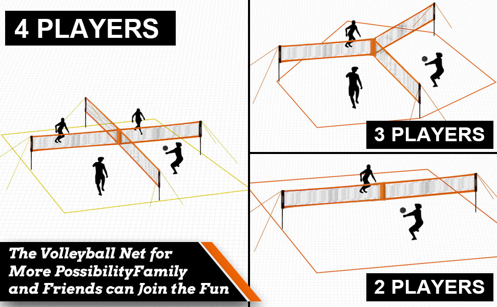 4Way Volleyball and Badminton Net Combo Game Set 20ft