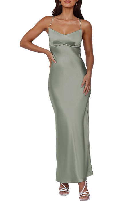 backless satin dress
