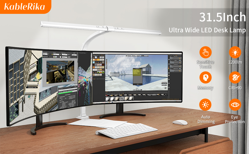 KableRika LED Desk Lamp, 24W Architect Desk Lamp with Clamp, Super