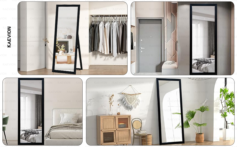 aevion Full Length Mirror 63" 21" Standing, Vertical Black Frame HD Rectangle