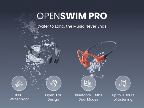SHOKZ OpenSwim Pro - Open-Ear Bluetooth Headphones & 32GB