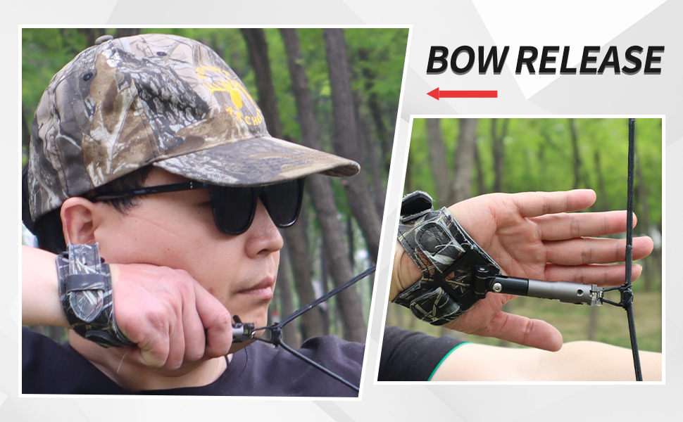 FENJANER Archery Release Bow Release with Wriststrap for Compound Bow Outdoor Hunting Shooting Camo…