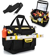 Trahzia Tool Backpack for Men with Hard Bottom, Heavy Duty Tool Bag with 3 Tool Pouches, Tool Org...