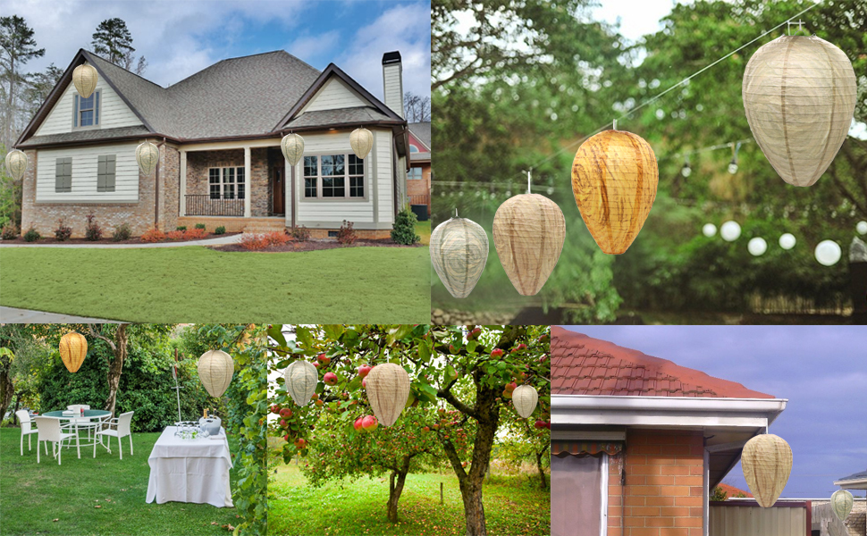 KAXIXI 8 Pack Wasp Nest Decoy Hanging Wasp Repellent Deterrent Fake Nest Decoys