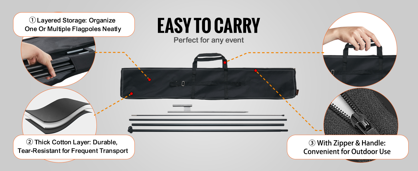 VEVOR Feather Flag Pole Kit 4 Packs, 16.3 ft Swooper Flag