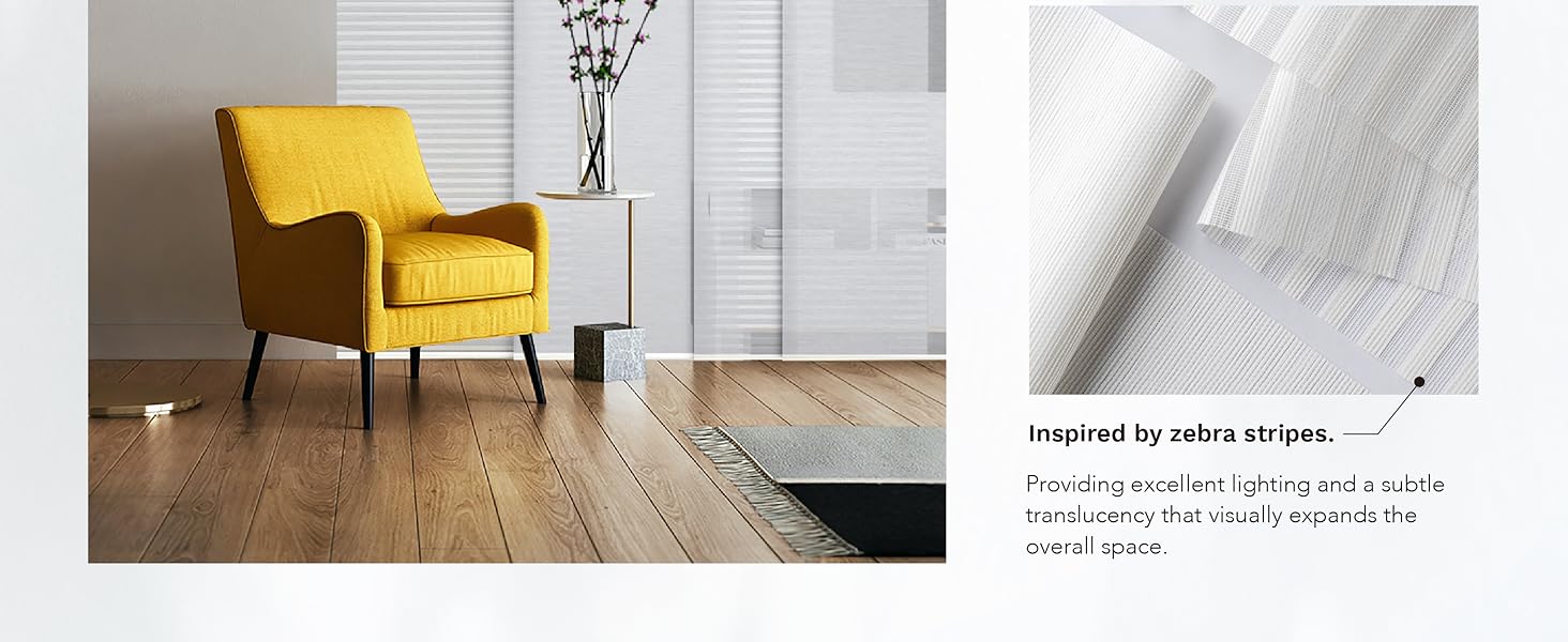 GoDear Design Adjustable Zen Farmhouse Style Panel Track Blinds, Vertical Blinds for Windows