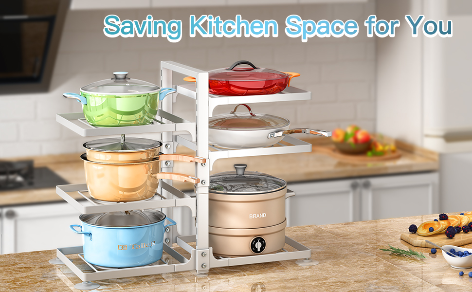 PXRACK Pot and Pan Organizer for 6 Tie Adjustable