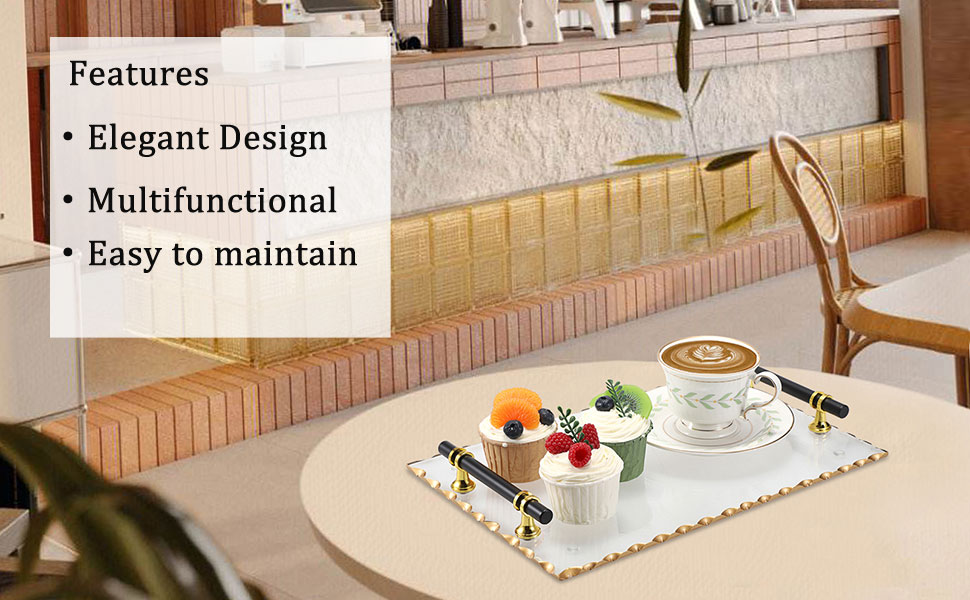 Hipiwe Glass Perfume Tray with Handle Rectangular