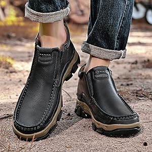 Amazon.com | MOSTELO Mens Slip Leather Casual Walking Shoes