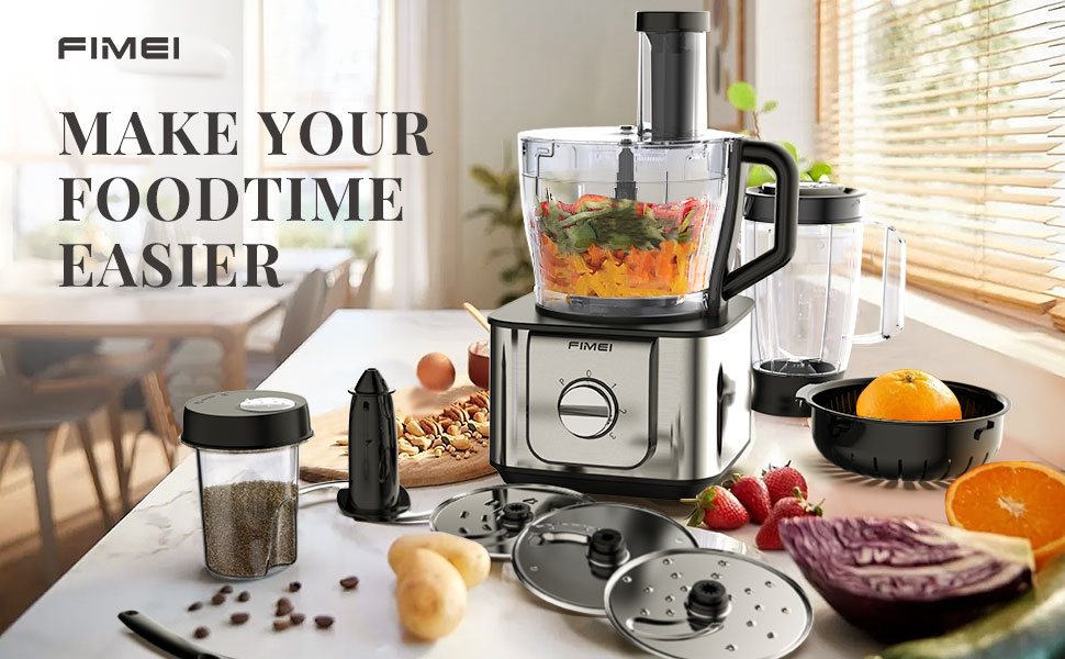 Food Processor Multifunctional, FIMEI 1100W Food Processor, 3 Speeds, 3