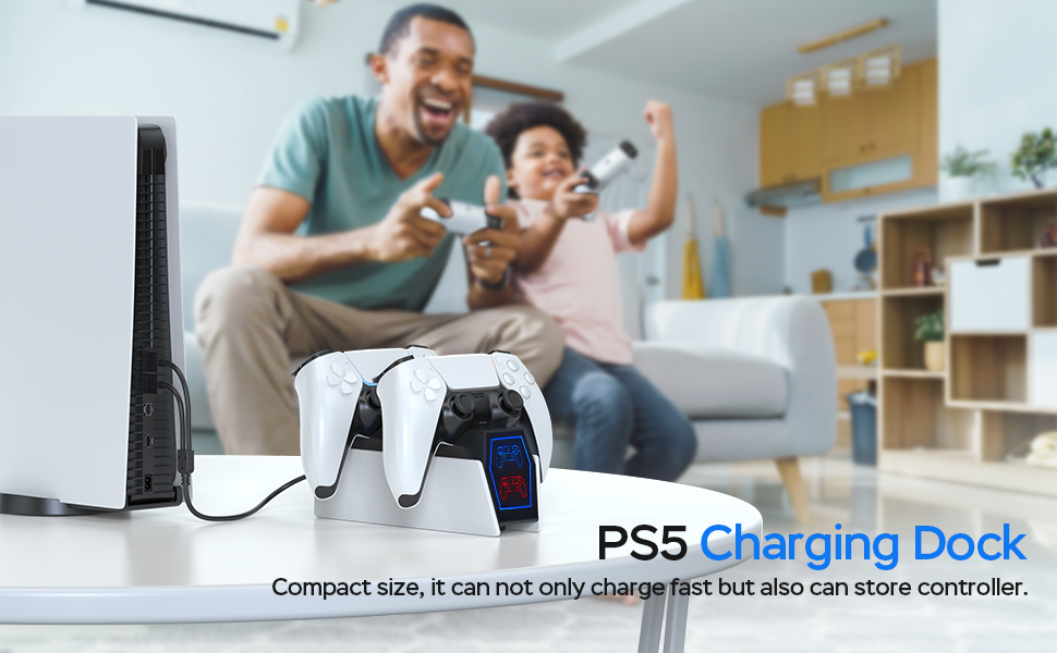Station de charge pour de PS5, chargeur Ponkor PS5 pour Dualsense avec un