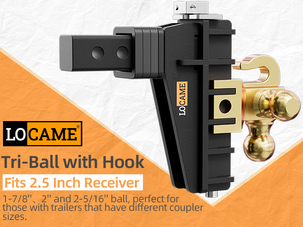 Amazon.com: LOCAME Adjustable Trailer Hitch with Hook, Tri