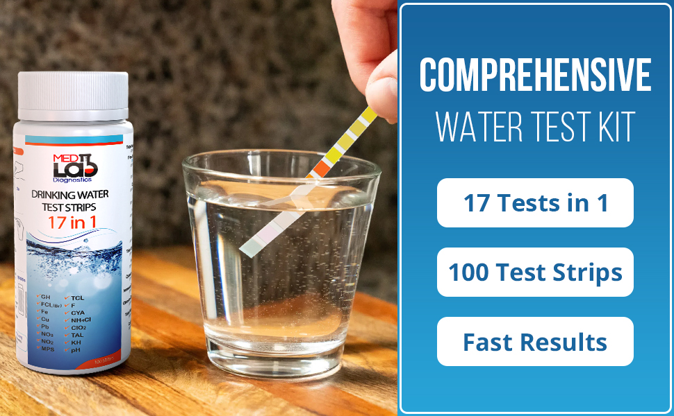 17 in 1 Drinking Water Testing Kit Strips(100ct) for Pool