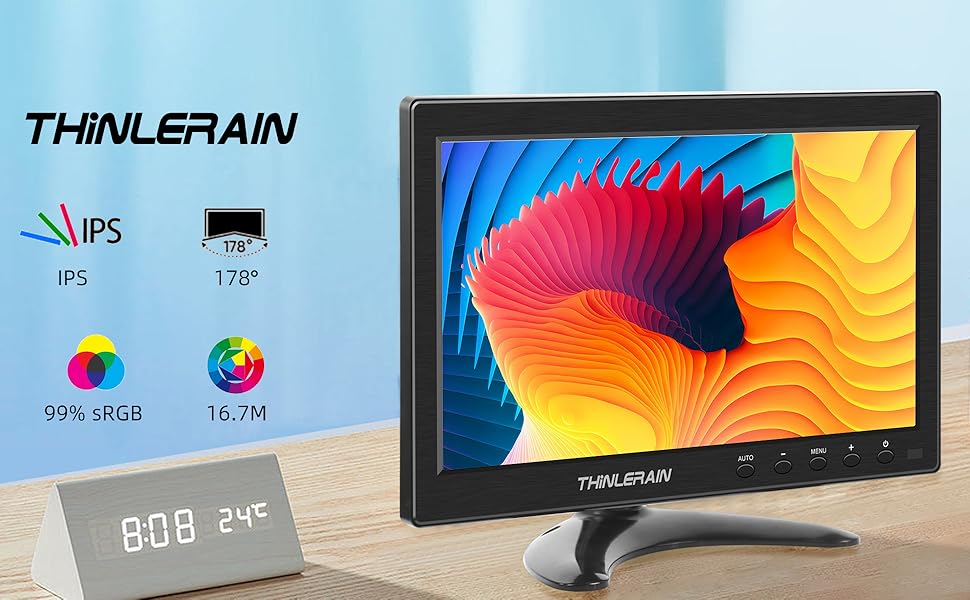 Thinlerain 10.1 inch Small PC Monitor Mini Monitor HDMI Monitor with