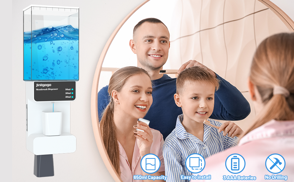 Mouthwash Dispenser Automatic for Bathroom, 700 ml/23oz