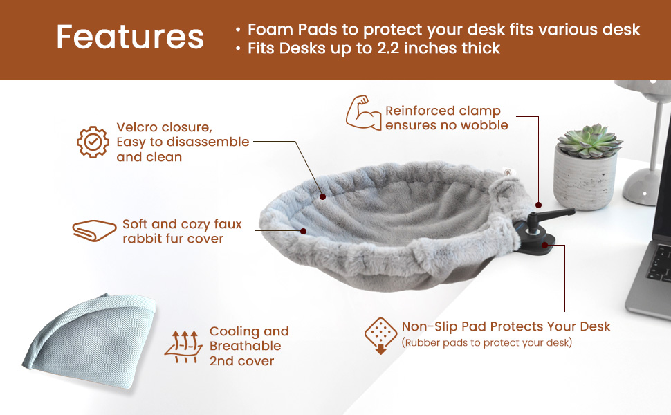 cat desk, cat bed attached to desk