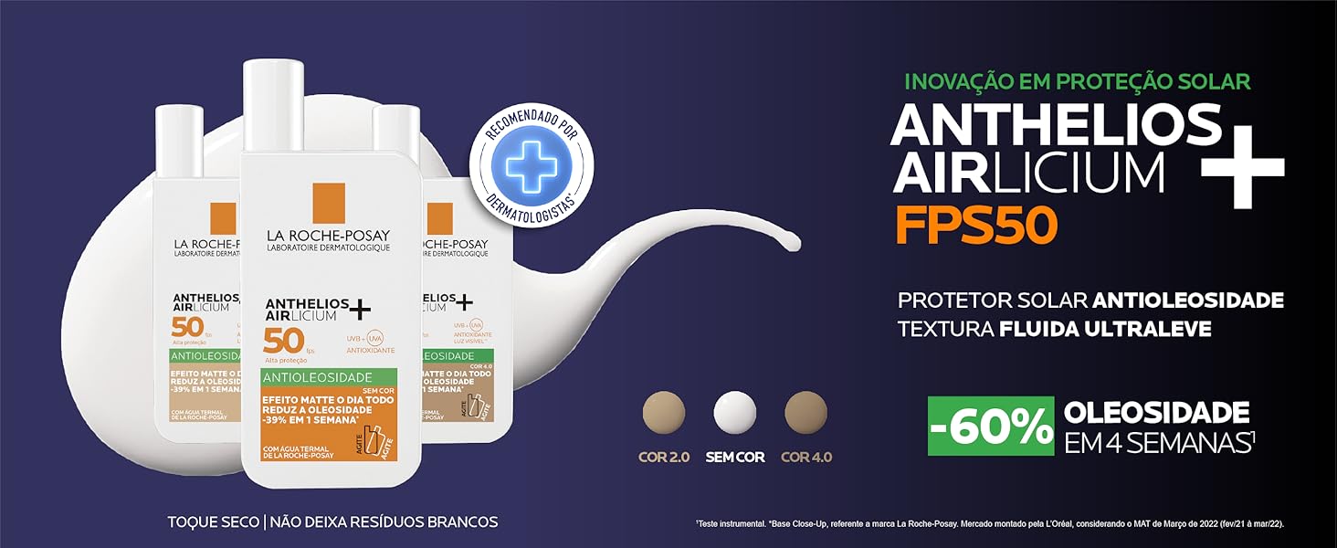 protetor solar facial antioleosidade anthelios airlicium fluido