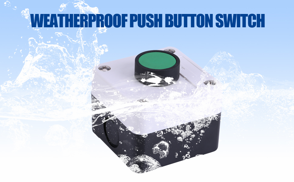 Push Button Switch, ABS Weatherproof Green Momentary Push Button Switch