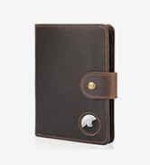 leather passport wallet with AirTag slot