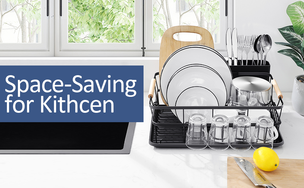 TOOLF Dish Drying Rack, HighSided Dish Rack for Kitchen