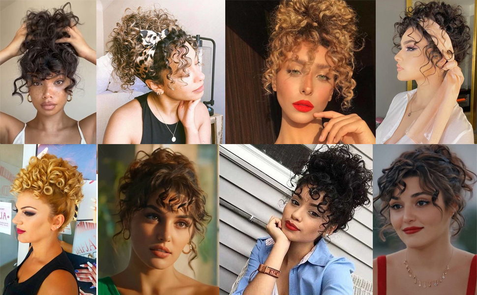 Messy Hair Bun Hair Piece Elastic Drawstring Loose Wave Large Curly Bun