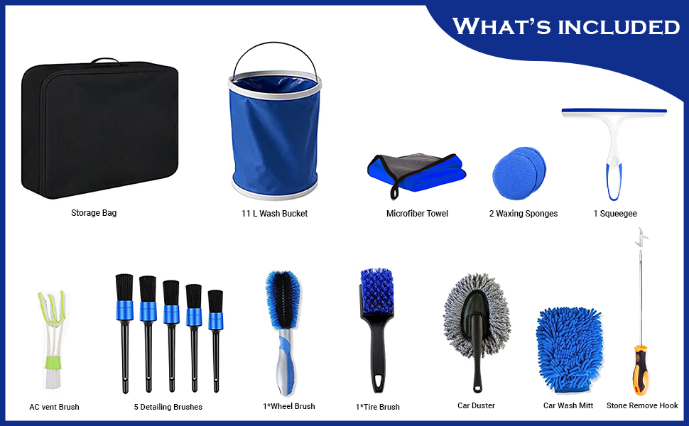 Comvi Car Cleaning Kit Interior Premium 17pcs Car Washing Kit Car