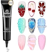 Beetles Sculpting Gel 3D Gel Nail Art Design - 3 in 1 Clear No Wipe Gel Nail Polish Rhinestone Na...