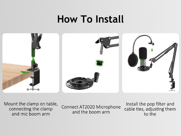 【audio technica】AT2020＆マウント＆フィルター＆アームセット audio technica AT2020 ショックマウント＋デスクアームセット