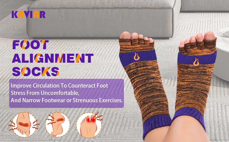 KAVIAR Toe Separator Socks, Foot Alignment Socks with Toe Separators ...