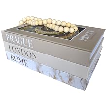 Kigan Home Decorative Books in cream/beige tones with Prague, London and Rome on the spines