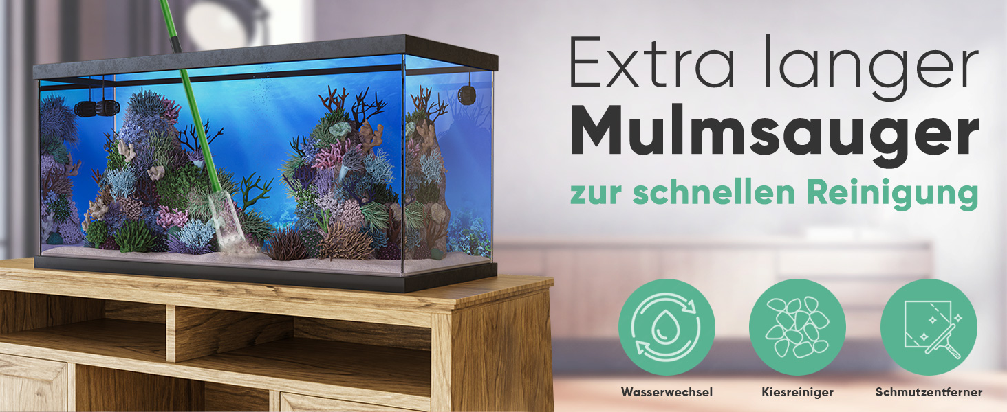 aquarium mulmsauger sauger bodengrund reinigen deko absauger wasserwechsel set