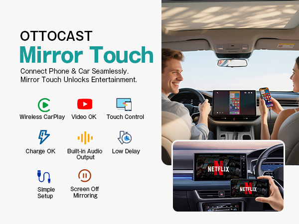 Ottocast Mirror Touch Wireless CarPlay Adapter - Bi
